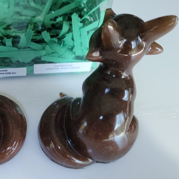 FOX SET 2pc BROWN Resin Figurines New decorative collectible GARDEN HOME - Picture 4 of 4